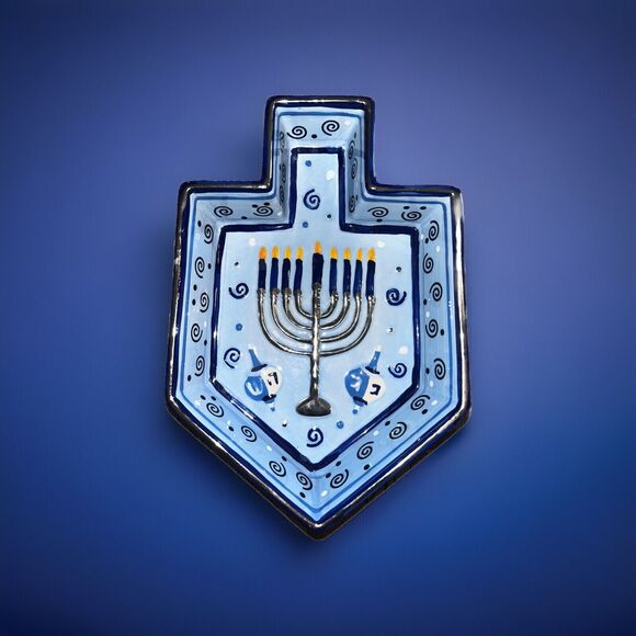 Jacob Rosenthal Judaica Susan Fischer Weis Design Chanukah Dreidel Dish - Picture 1 of 7